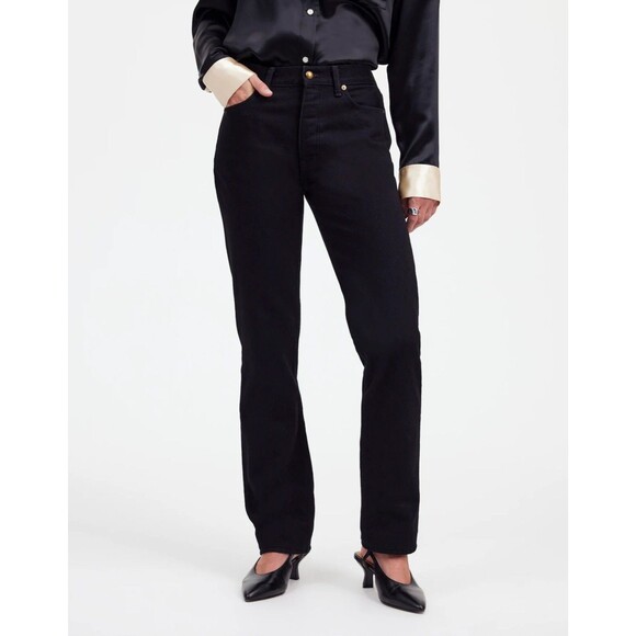 MADEWELL x ALEXA CHUNG High-Rise Straight Jean 32 Outridge Wash Black NWT B21 - Picture 1 of 6